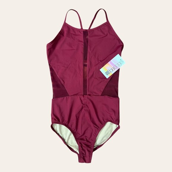 Baltogs Tops - NWT BalTogs Burgundy Mesh Cutout Cami Ballet Leotard Medium